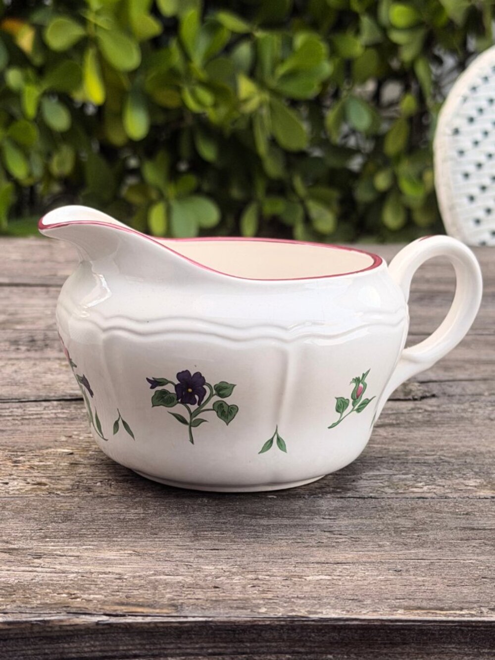 Vintage Carleton Varney "Rosalynn" Gravy Boat Pitcher Floral Oversized Japan